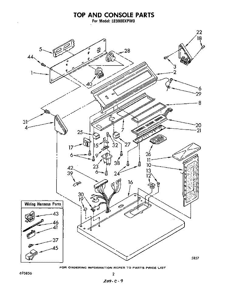 SECTION Diagram and Parts List for LE9800XPW0  Whirlpool Dryer