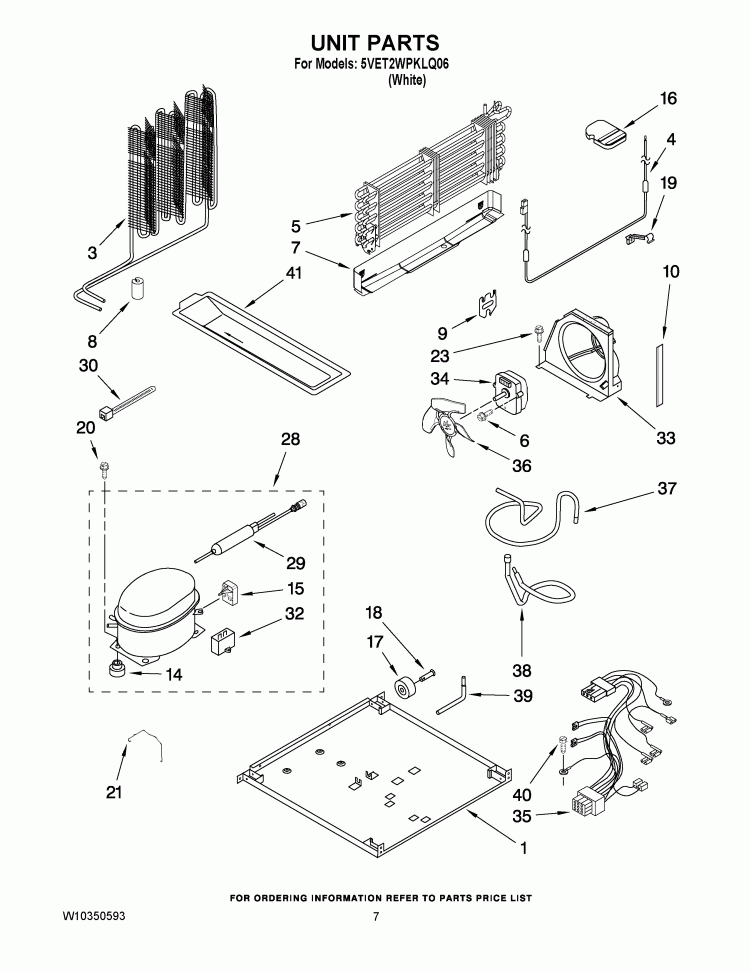 UNIT PARTS Diagram and Parts List for 5VET2WPKLQ06  Whirlpool Refrigerator