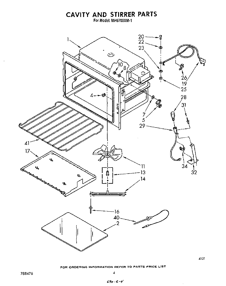 CAVITY AND STIRRER Diagram and Parts List for MH6700XM1  Whirlpool Microwave