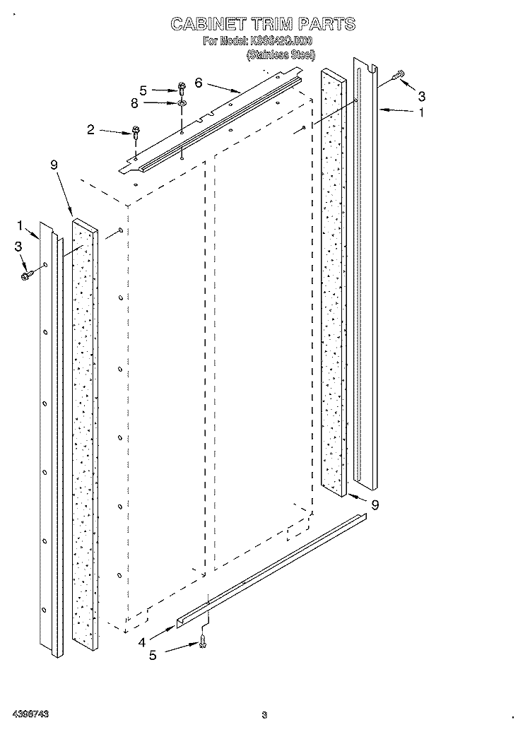 CABINET TRIM Diagram and Parts List for KSSS42QJX00  KitchenAid Refrigerator
