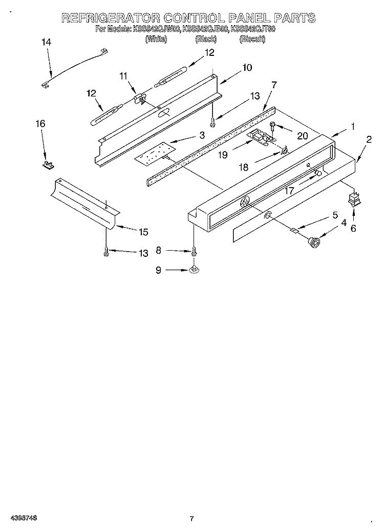REFRIGERATOR CONTROL PANEL Diagram and Parts List for KSSS42QJT00  KitchenAid Refrigerator