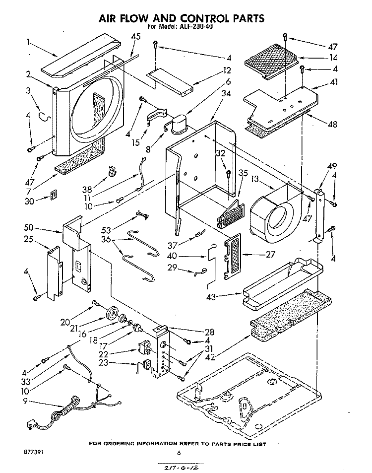 AIRFLOW AND CONTROL , NOT ILLUSTRAT Diagram and Parts List for ALF20040  Whirlpool Air Conditioner