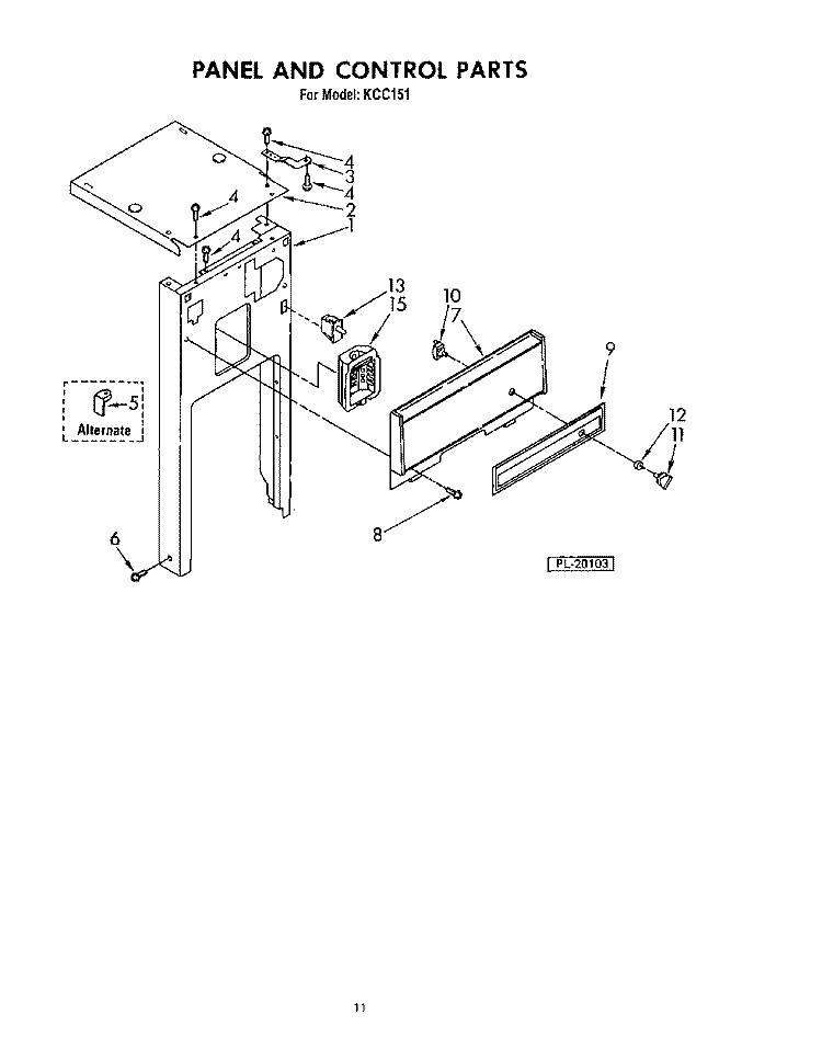 PANEL AND CONTROL (KCC151) Diagram and Parts List for KCC150  KitchenAid Trash Compactor