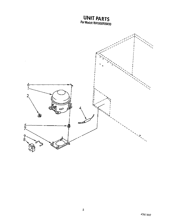 SECTION Diagram and Parts List for RH1500RXW00  Roper Freezer
