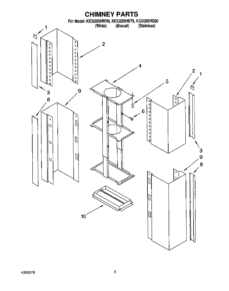 SECTION Diagram and Parts List for KICU265HWH0  KitchenAid Range Hood