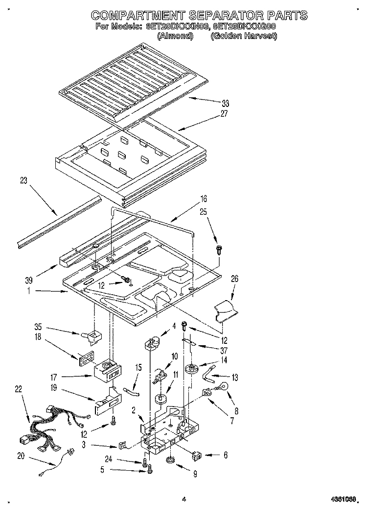COMPARTMENT SEPARATOR Diagram and Parts List for 8ET20DKXXG00  Whirlpool Refrigerator