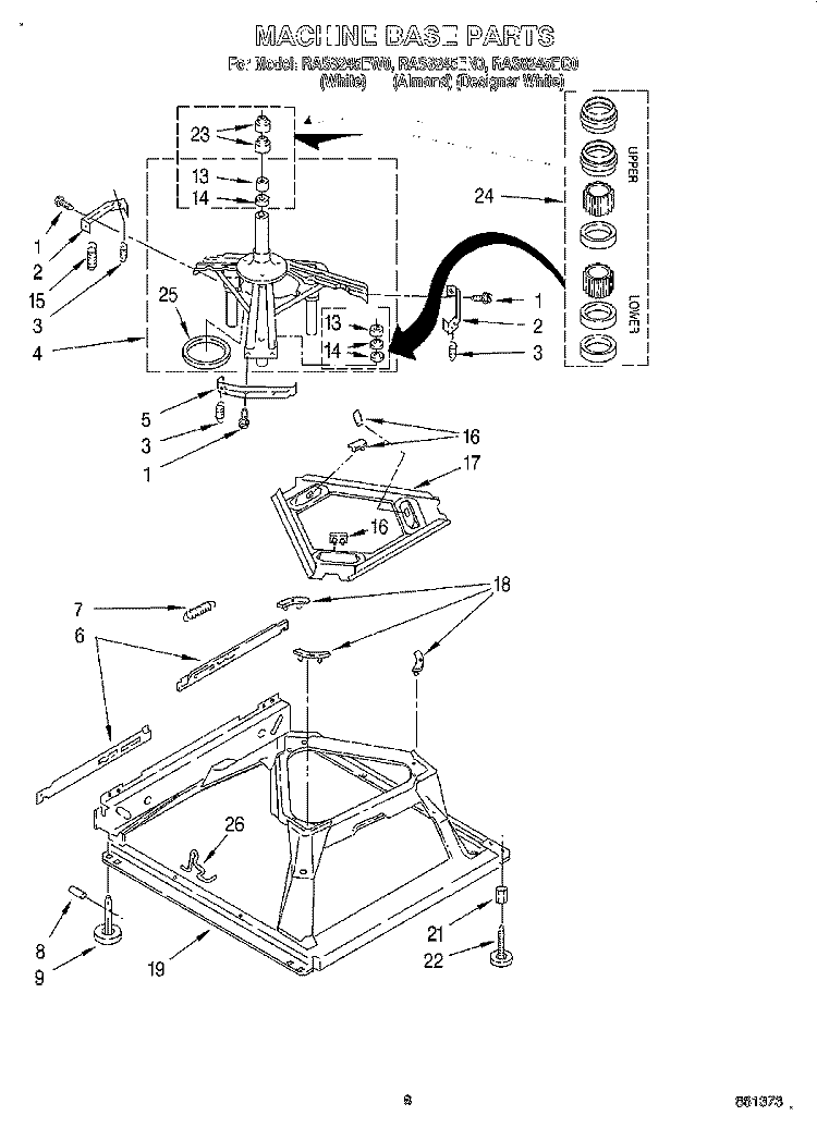 MACHINE BASE Diagram and Parts List for RAS8245EN0  Roper Washer