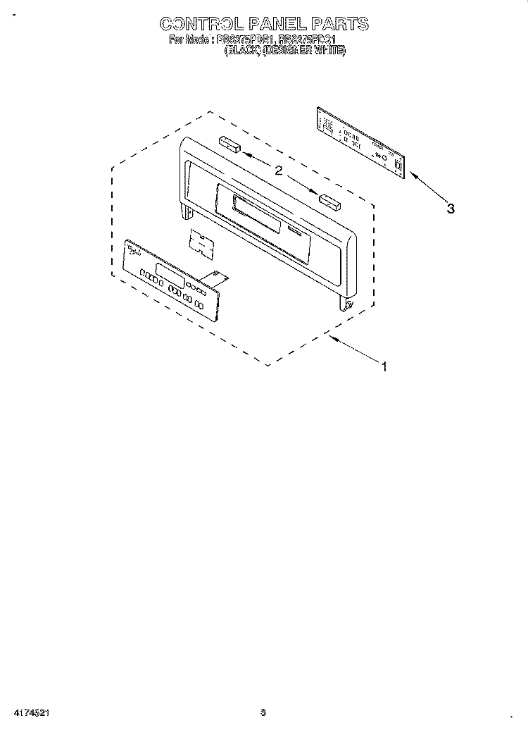 CONTROL PANEL, LITERATURE Diagram and Parts List for RBS275PDQ1  Whirlpool Wall Oven