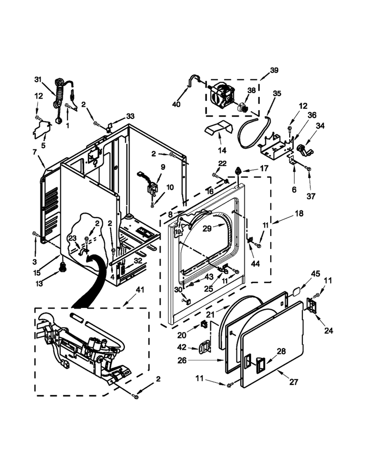 Cabinet Parts Diagram and Parts List for WGD4870BW0  Whirlpool Dryer