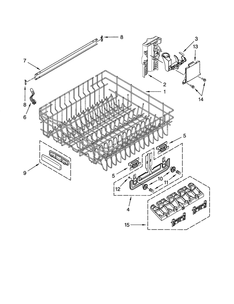 Upper Rack/track Diagram and Parts List for KUDC20FVSS0  KitchenAid Dishwasher