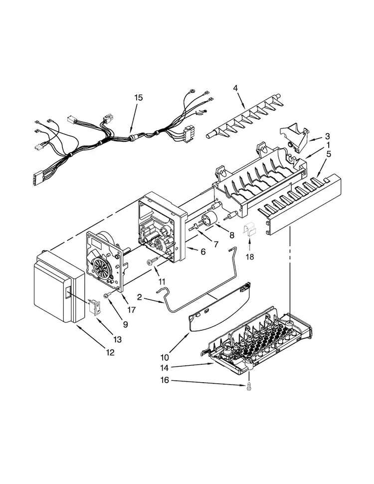 Icemaker Parts Diagram and Parts List for KRFC400EWH01  KitchenAid Refrigerator
