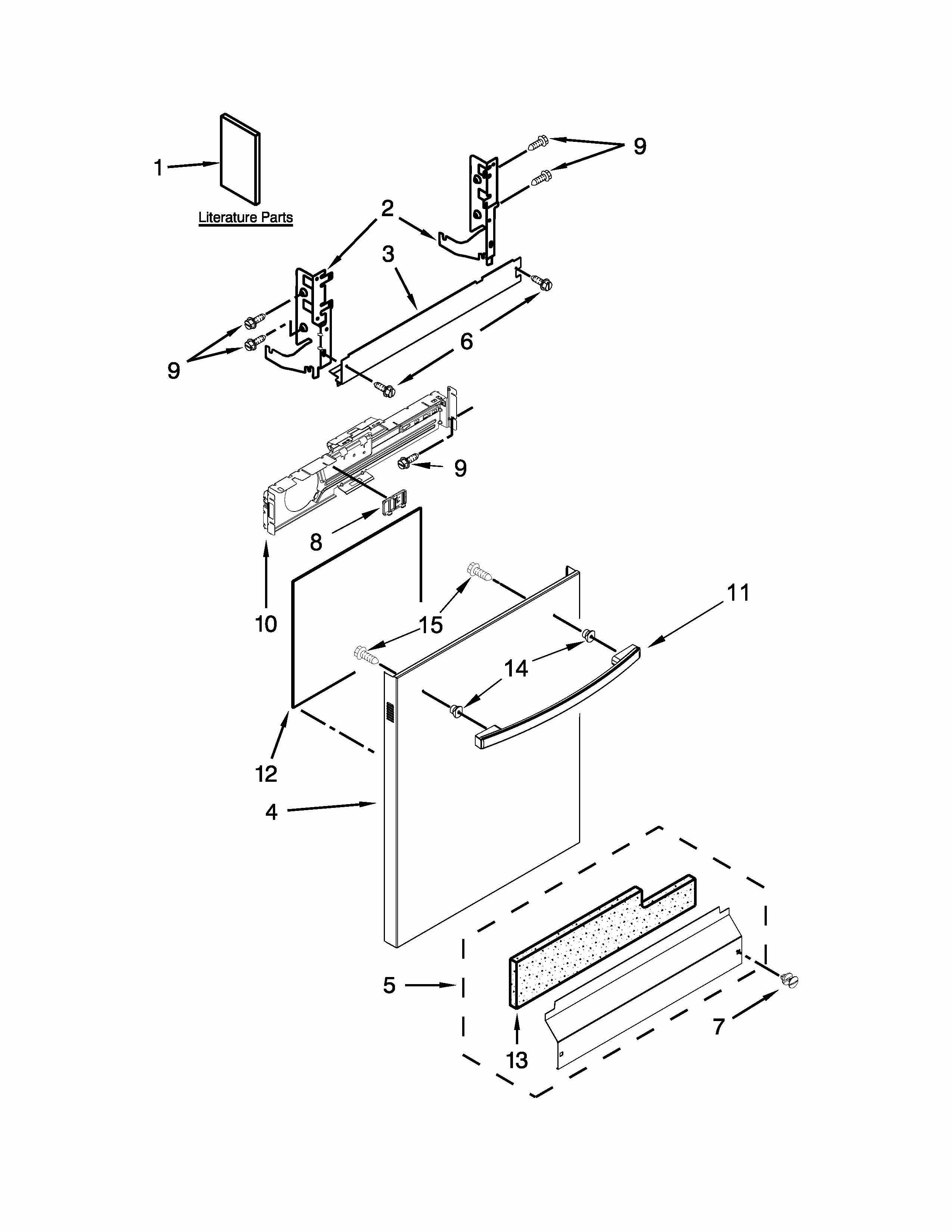 Door Panel Parts Diagram and Parts List for IUD8010DS2  Whirlpool Dishwasher