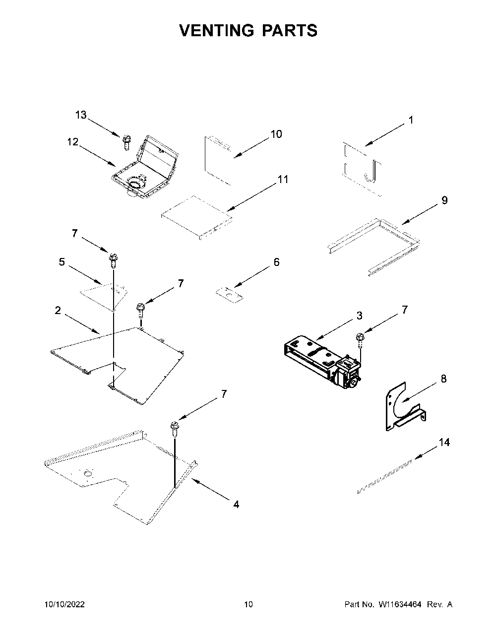 Venting Parts Diagram and Parts List for KFGC506JPA05  KitchenAid Range