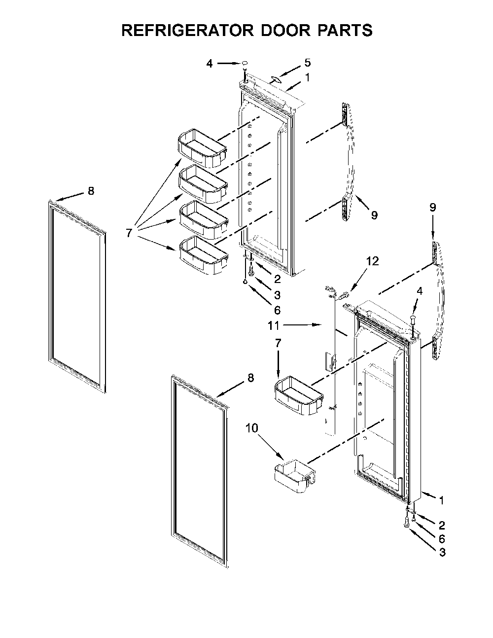 Refrigerator door parts Diagram and Parts List for 10679472411  Kenmore Refrigerator