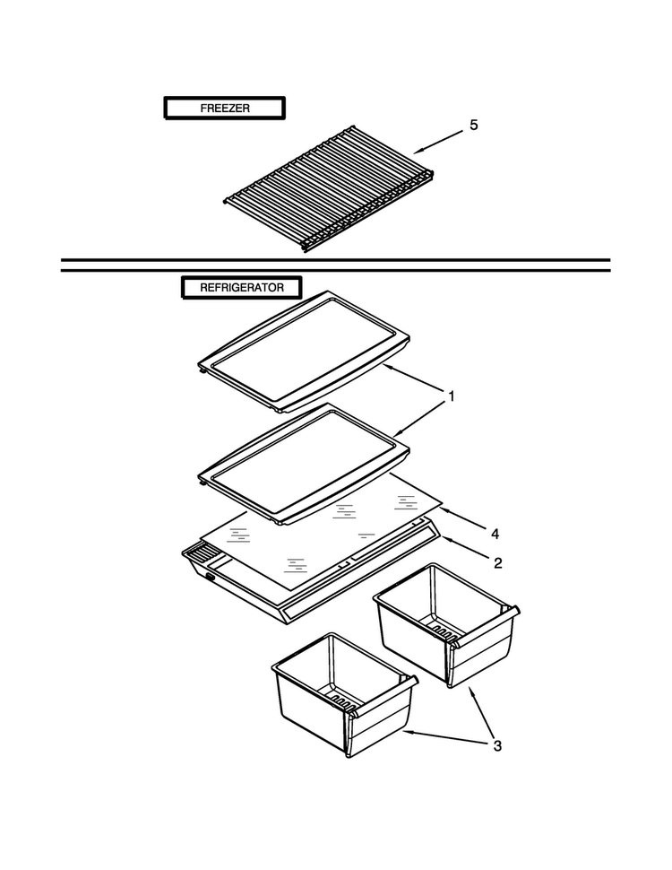 Shelf Parts Diagram and Parts List for W8TXEGFYQ03  Whirlpool Refrigerator