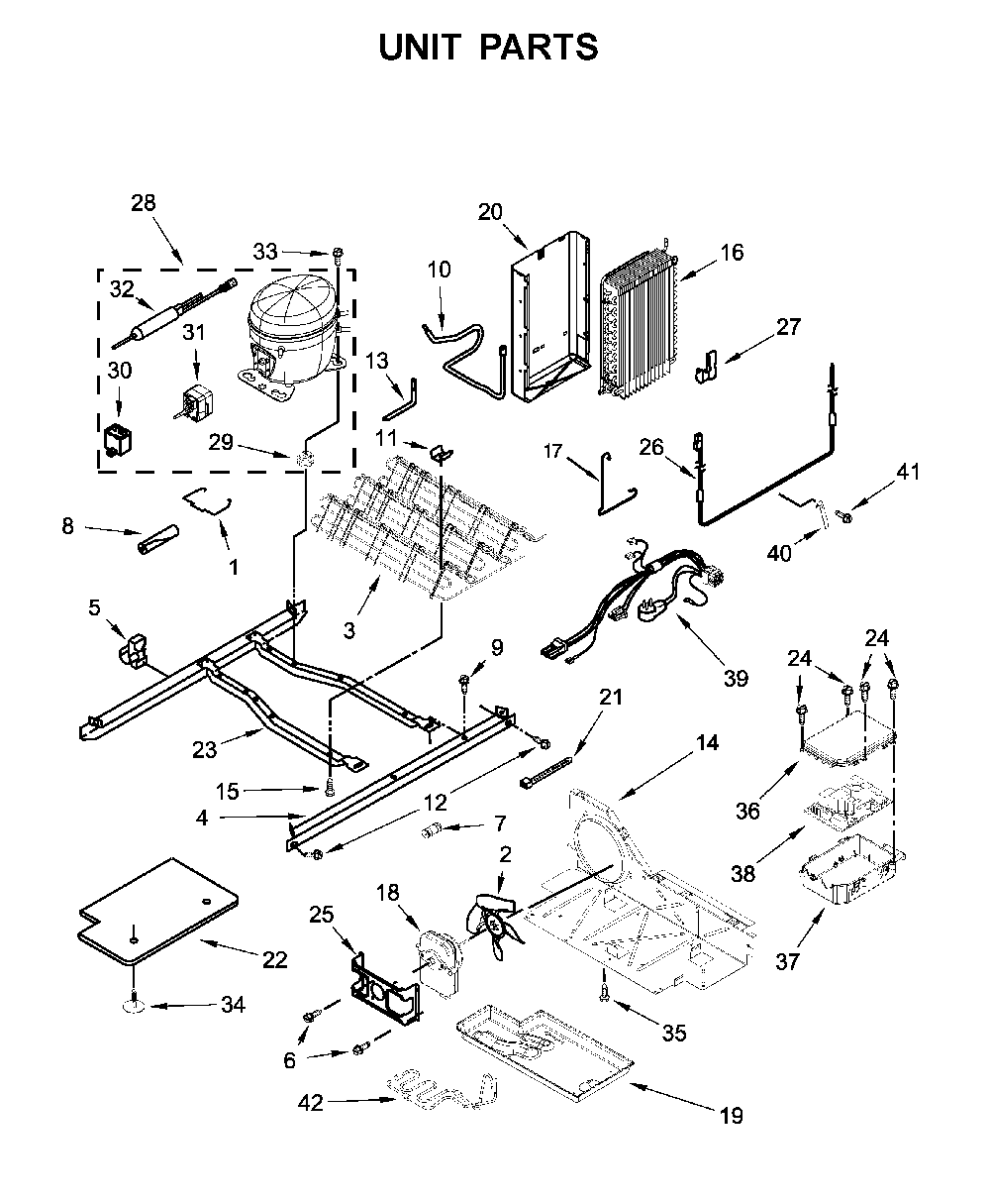 Unit parts Diagram and Parts List for 10651112711  Kenmore Refrigerator