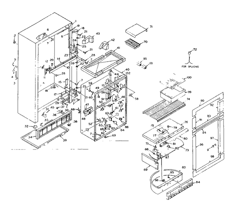 Coldspot Refrigerators Diagram and Parts List for 106R12DL  Kenmore Refrigerator