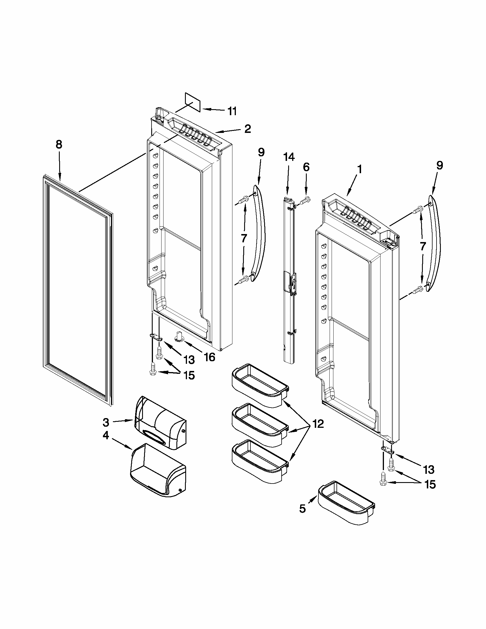 Refrigerator Door Diagram and Parts List for 59672019016  Kenmore Refrigerator