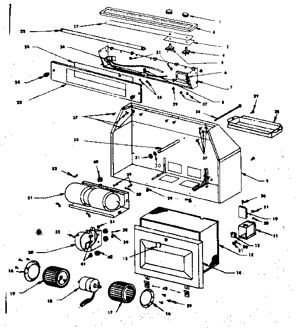 Range Hood Assembly Diagram and Parts List for 1555247020  Kenmore Range Hood