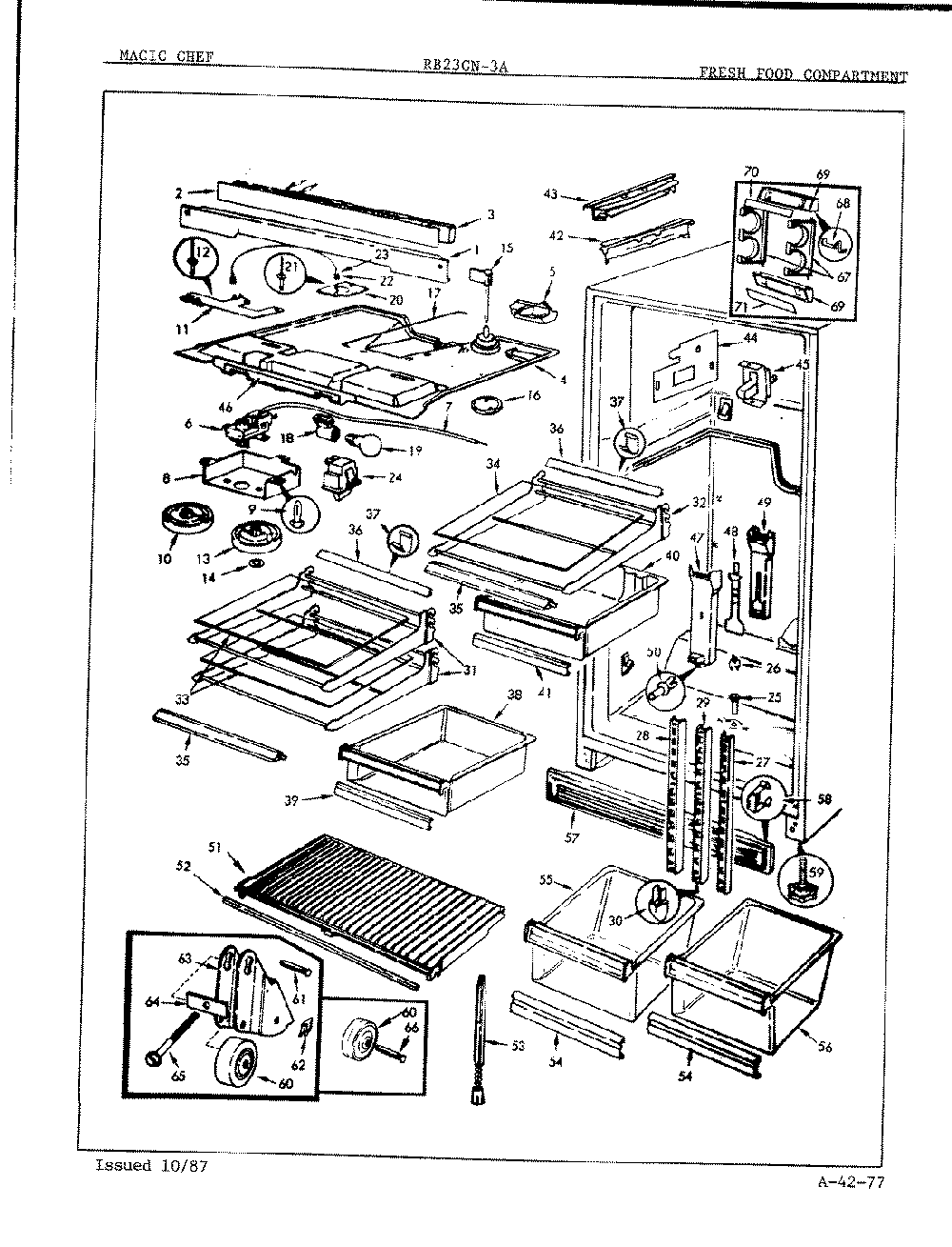 03 - Fresh Food Compartment Diagram and Parts List for RB23GA-3A  Whirlpool Refrigerator