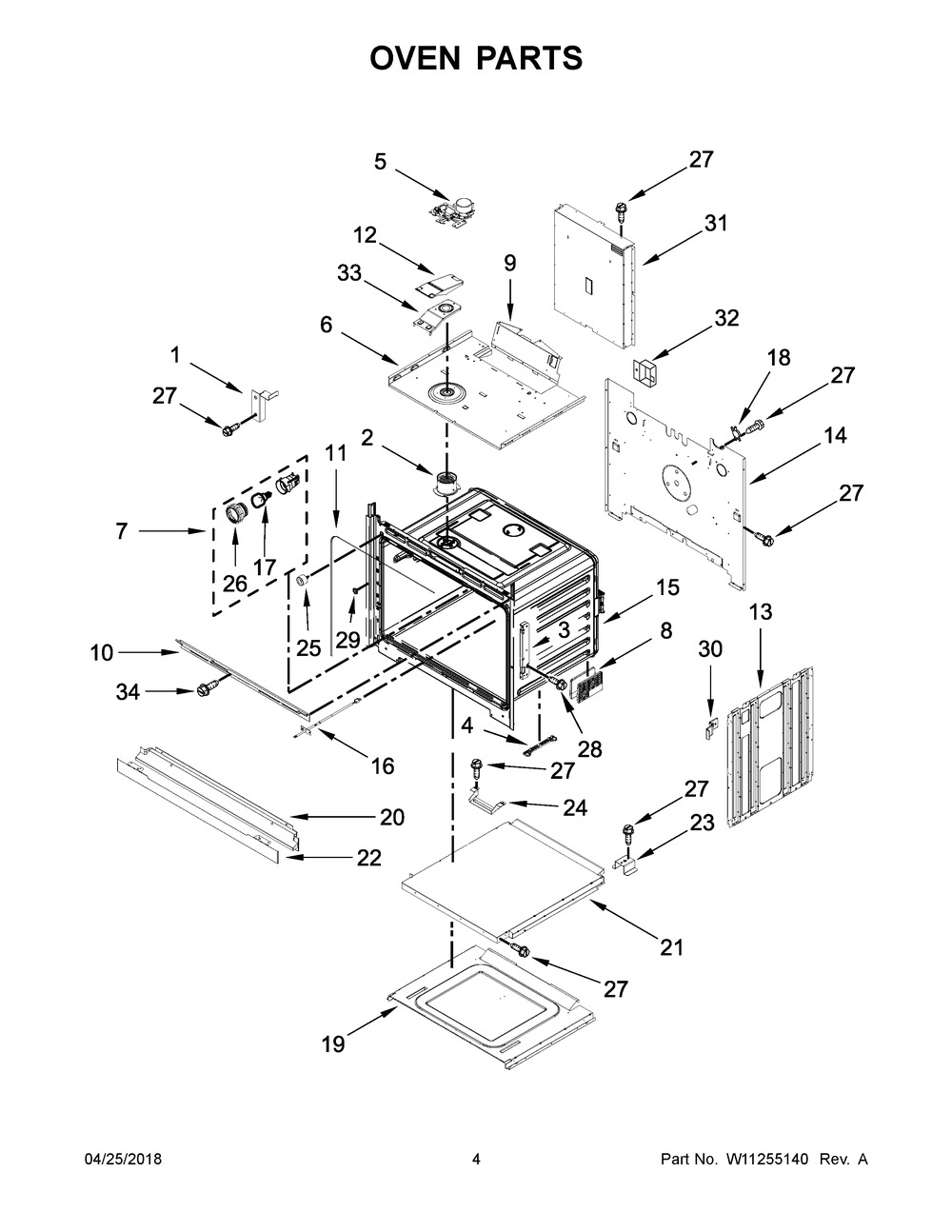 Oven Parts Diagram and Parts List for WOS51EC0AS05  Whirlpool Wall Oven