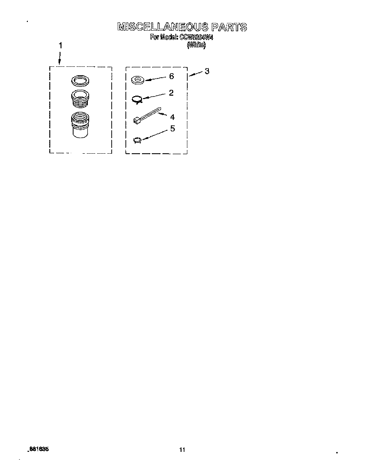 MISCELLANEOUS, OPTIONAL Diagram and Parts List for CCW5264W4  Whirlpool Washer