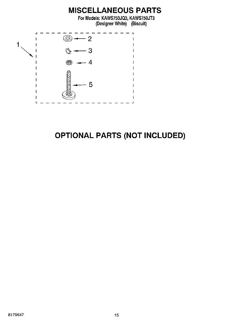 MISCELLANEOUS Diagram and Parts List for KAWS750JQ3  KitchenAid Washer