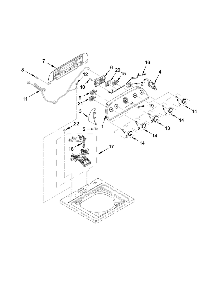 Controls And Water Inlet Parts Diagram and Parts List for WTW4810EW0  Whirlpool Washer