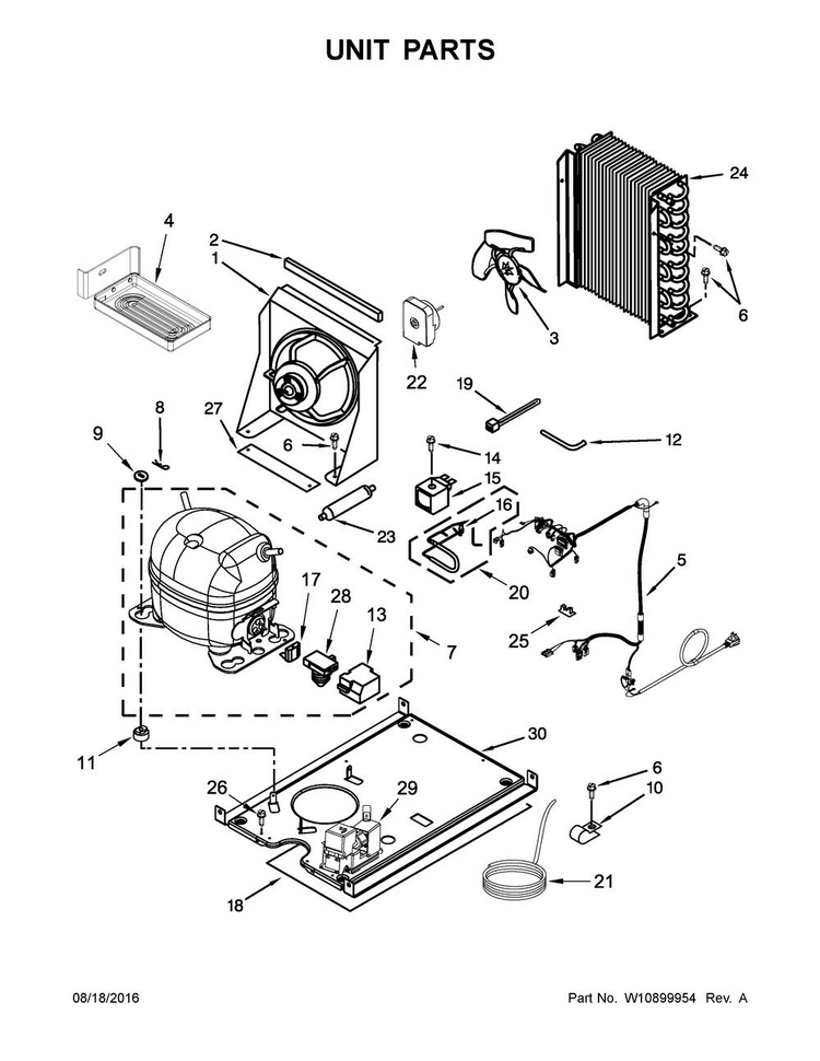Unit Parts Diagram and Parts List for KUIX505EBS0  KitchenAid Ice Maker