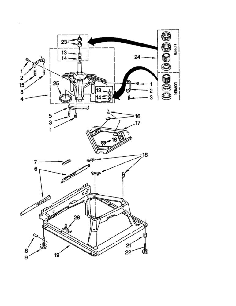 Machine Base Diagram and Parts List for 11021892000  Kenmore Washer