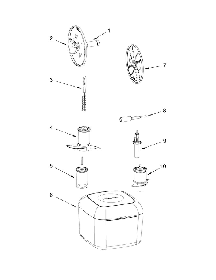 Attachment Parts Diagram and Parts List for KFP1433AFP0  KitchenAid Food Processor