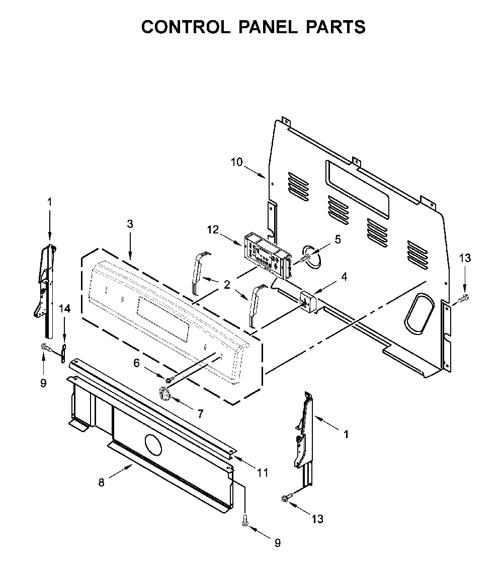 Control panel parts Diagram and Parts List for YWFC315S0JS0  Whirlpool Range