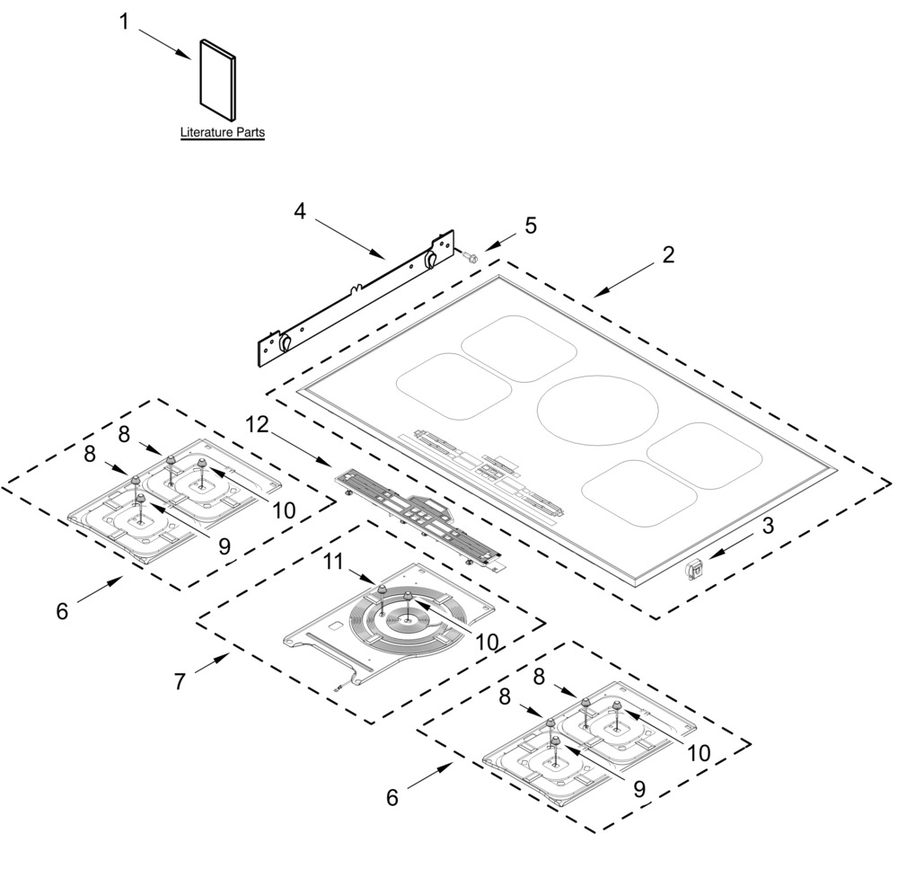 Cooktop Parts Diagram and Parts List for JICT736SS00  Whirlpool Cooktop