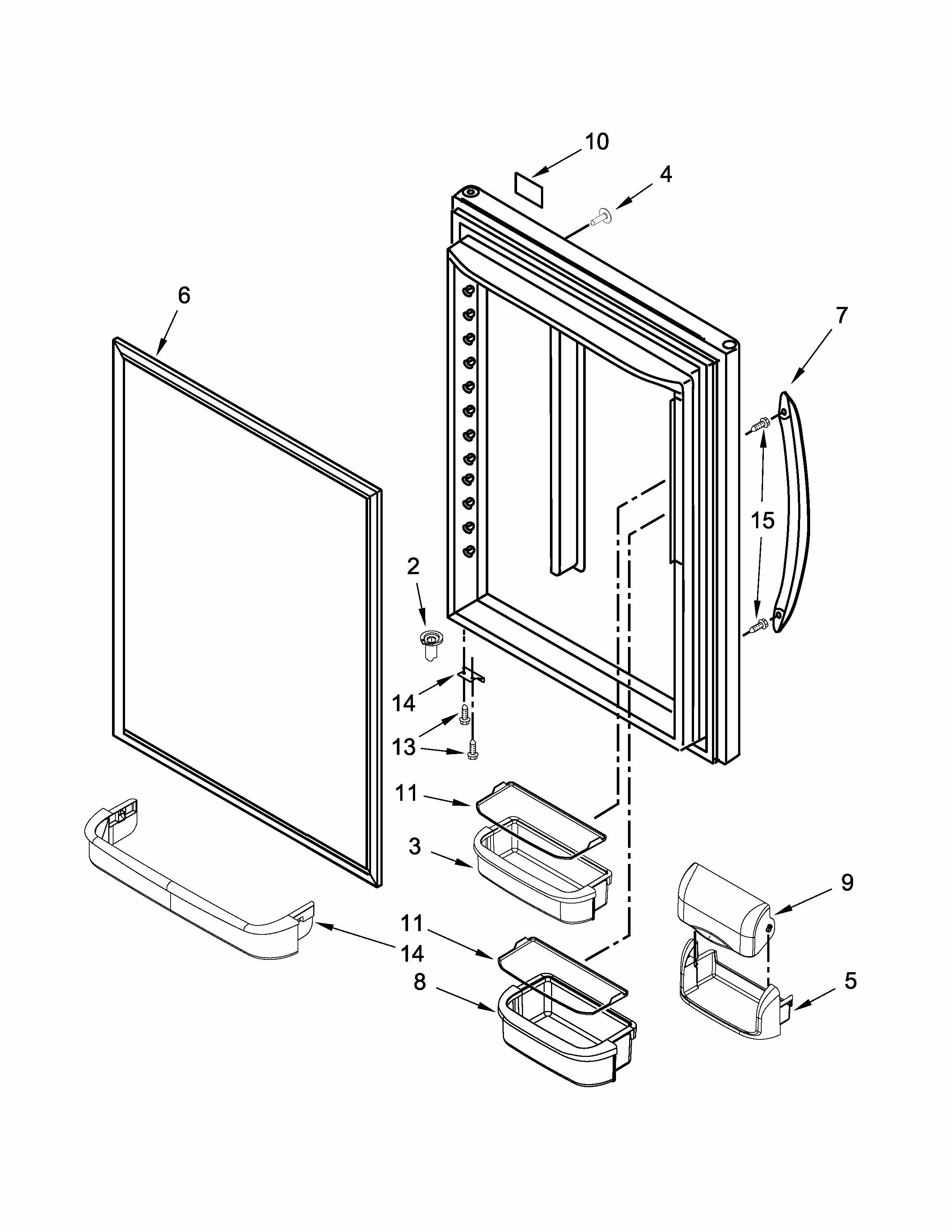 Refrigerator Door Parts Diagram and Parts List for 59669989014  Kenmore Refrigerator