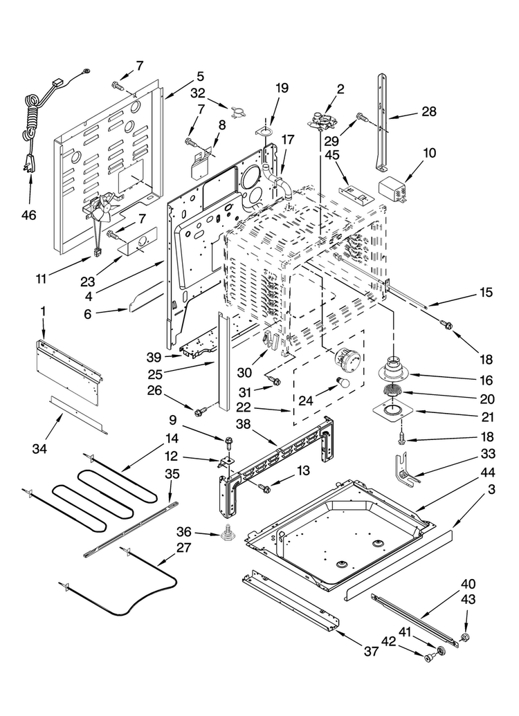 Chassis Parts Diagram and Parts List for YGY397LXUQ0  Whirlpool Range