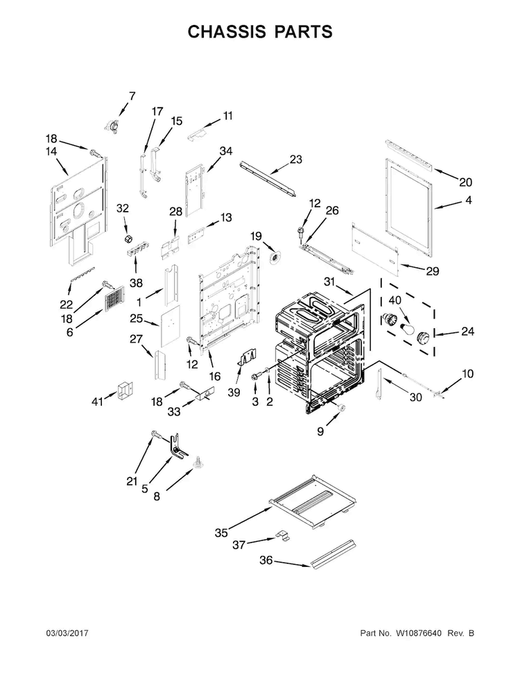 Chassis Parts Diagram and Parts List for WGE745C0FS00  Whirlpool Range