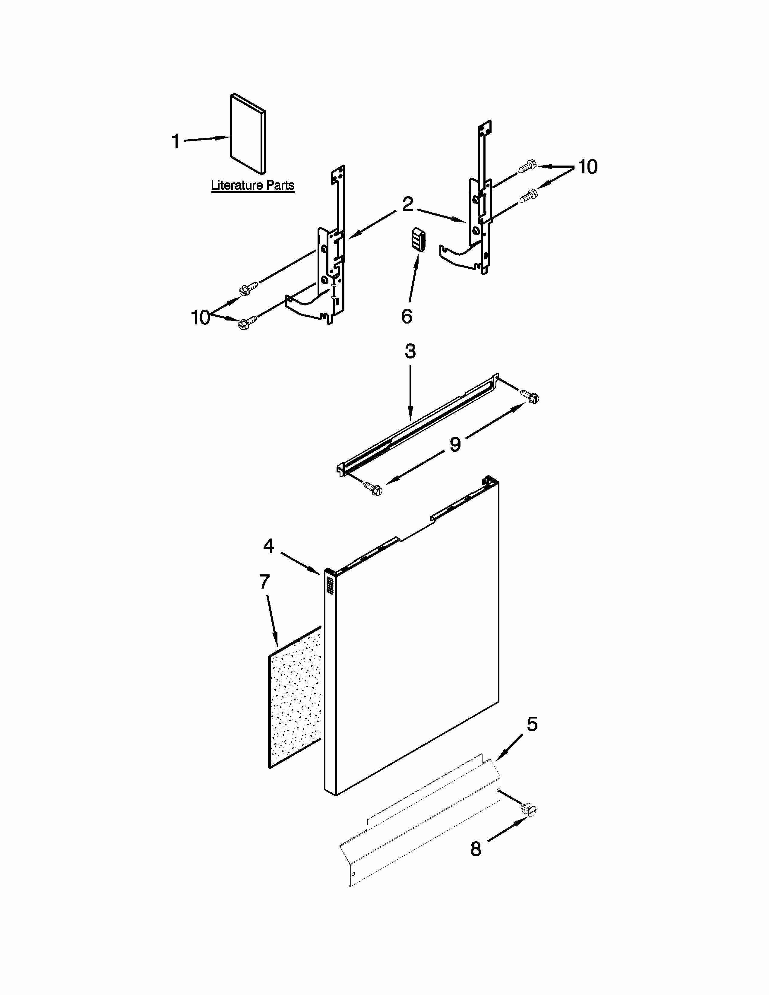 Door And Panel Parts Diagram and Parts List for 66513032K115  Kenmore Dishwasher
