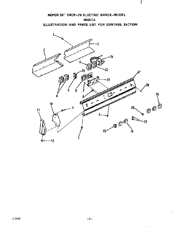 Control Diagram and Parts List for D5757*0  Roper Range