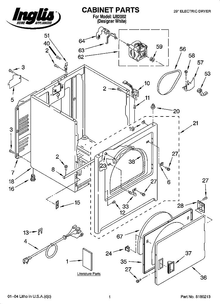 CABINET PARTS Diagram and Parts List for IJ82002  Inglis Dryer