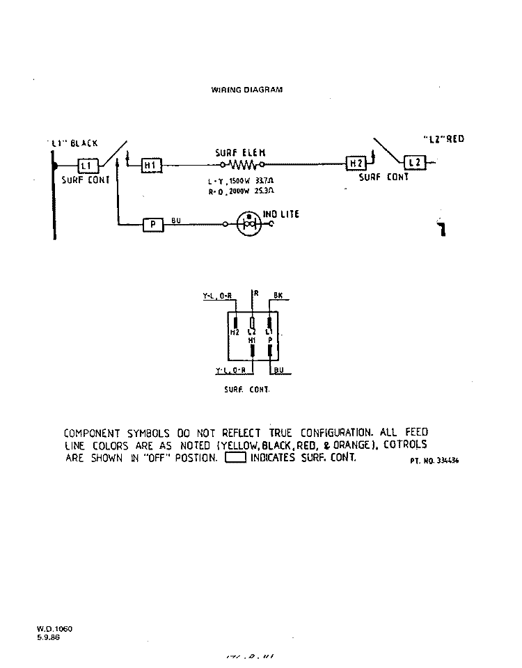 SECTION Diagram and Parts List for 2136^0A  Whirlpool Cooktop