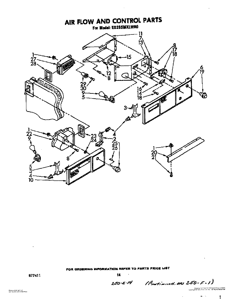 AIR FLOW AND CONTROL Diagram and Parts List for ED25SMXLWR0  Whirlpool Refrigerator