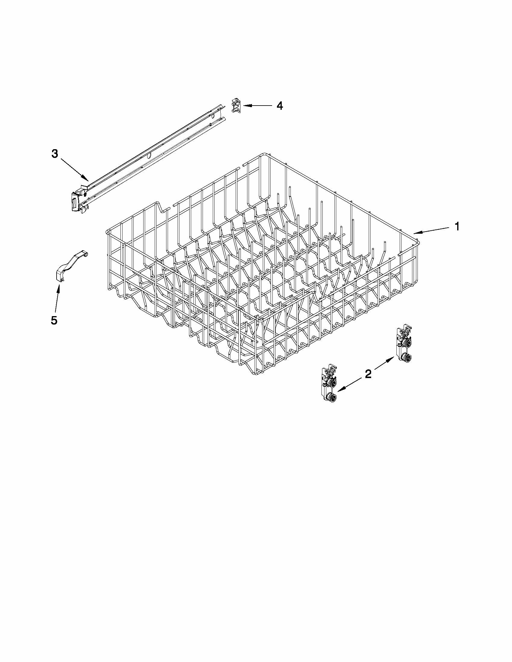 Upper Rack And Track Parts Diagram and Parts List for 66513255K112  Kenmore Dishwasher