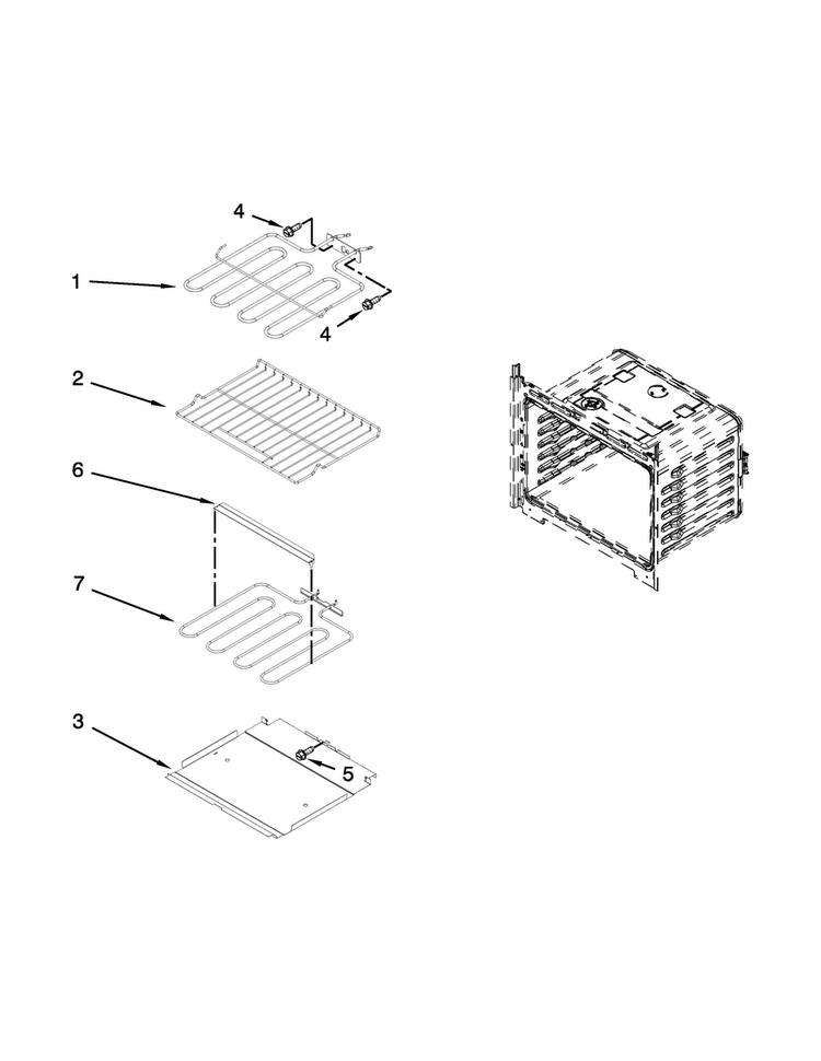 Internal Oven Parts Diagram and Parts List for WOC54EC0AS03  Whirlpool Microwave