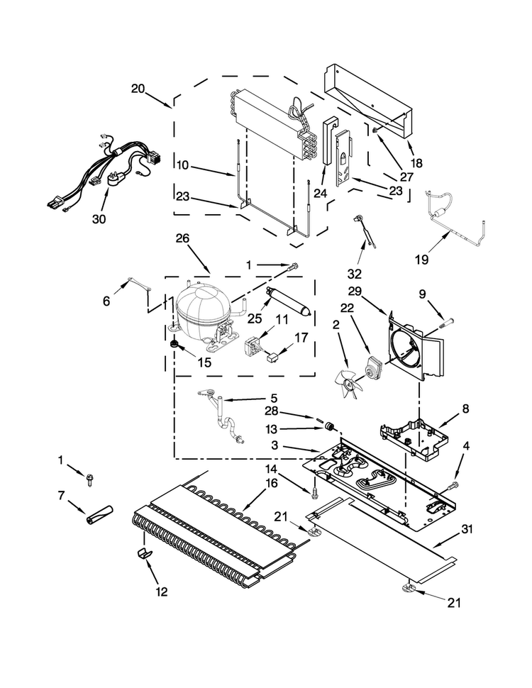 Unit Parts Diagram and Parts List for 7WF736SDAM11  Whirlpool Refrigerator