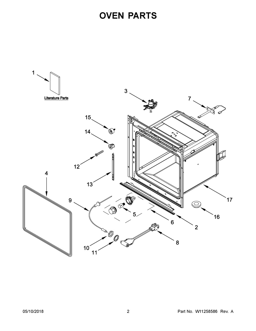 Oven Parts Diagram and Parts List for KOSC104FSS1  Whirlpool Wall Oven