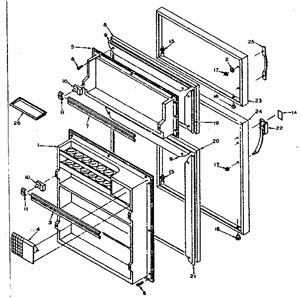 Door Parts Diagram and Parts List for 106W14B1  Kenmore Refrigerator