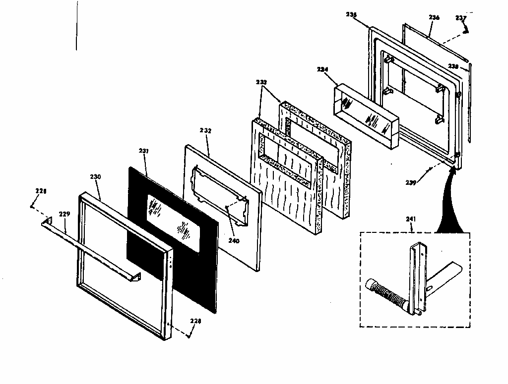 Lower Black Glass Door Diagram and Parts List for 8504287341  Kenmore Range