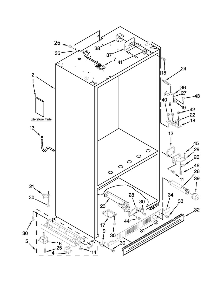Cabinet Parts Diagram and Parts List for KBFC42FTS08  KitchenAid Refrigerator