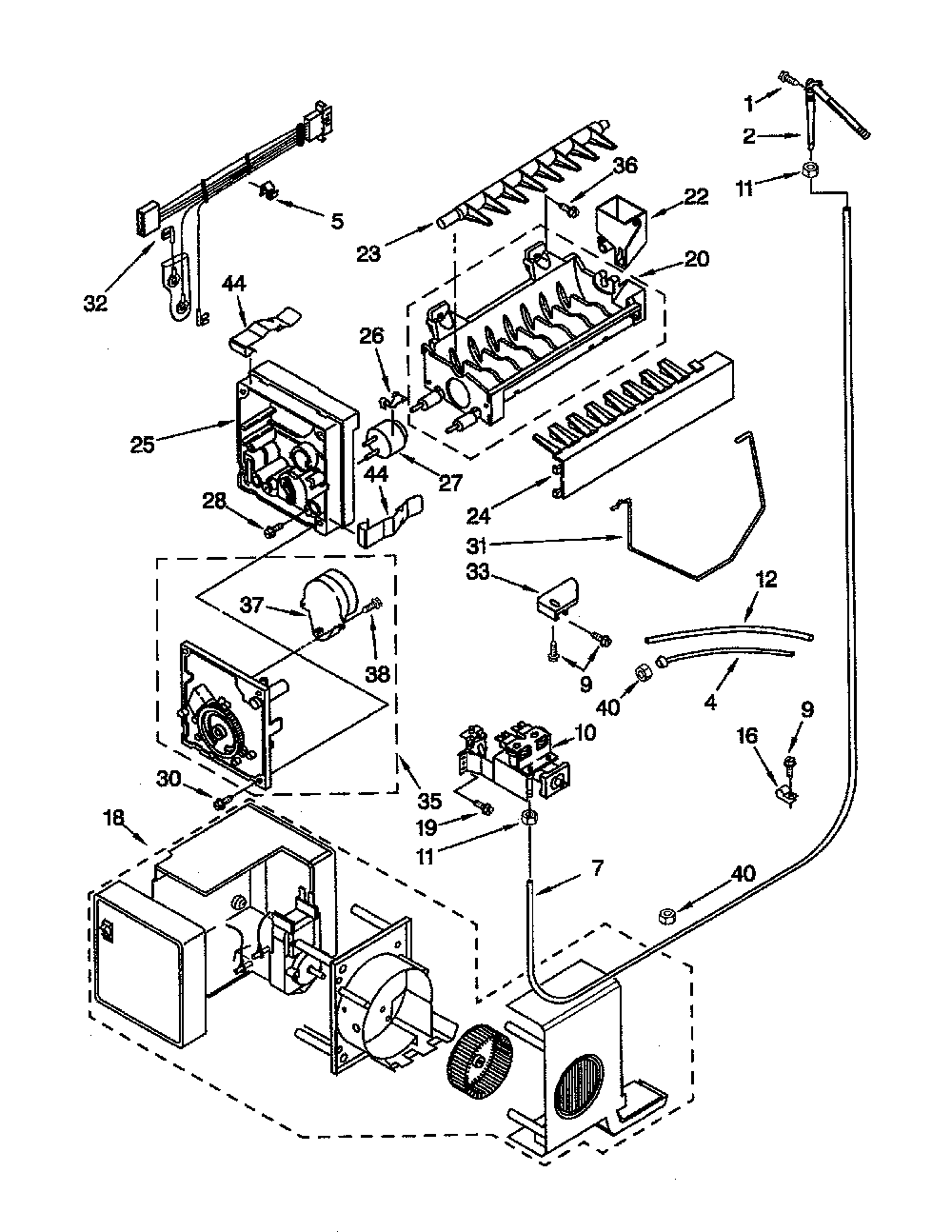 Icemaker Diagram and Parts List for 10652242102  Kenmore Refrigerator