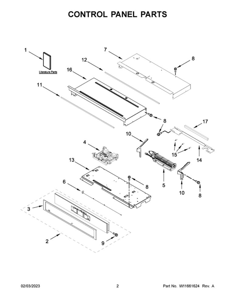 Control Panel Parts 2 Diagram and Parts List for WOD77EC7HV20  Whirlpool Wall Oven